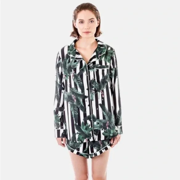 PLUSH REVOLVE SILKY JUNGLE STRIPED PAJAMA SET - Picture 4 of 4